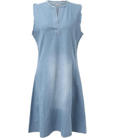 Women's Summer Sleeveless Denim Long Dress Casual Flowy Jean Sun Dresses with Pockets Plus Size Light Blue $18.89 Dresses