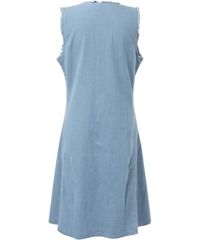 Women's Summer Sleeveless Denim Long Dress Casual Flowy Jean Sun Dresses with Pockets Plus Size Light Blue $18.89 Dresses