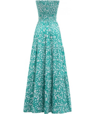 Women's Summer Boho Casual Maxi Long Dress Solid Color Strapless Party Beach Dress Green Floral $22.79 Dresses