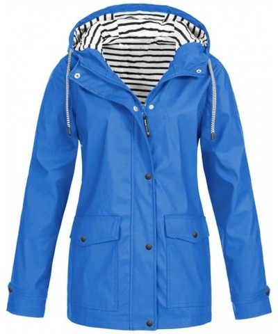 Rain Jacket for Women Waterproof with Hood Raincoat Lightweight Packable Rain Coat Outdoor with Pocket Windbreaker 03 Blue $8...