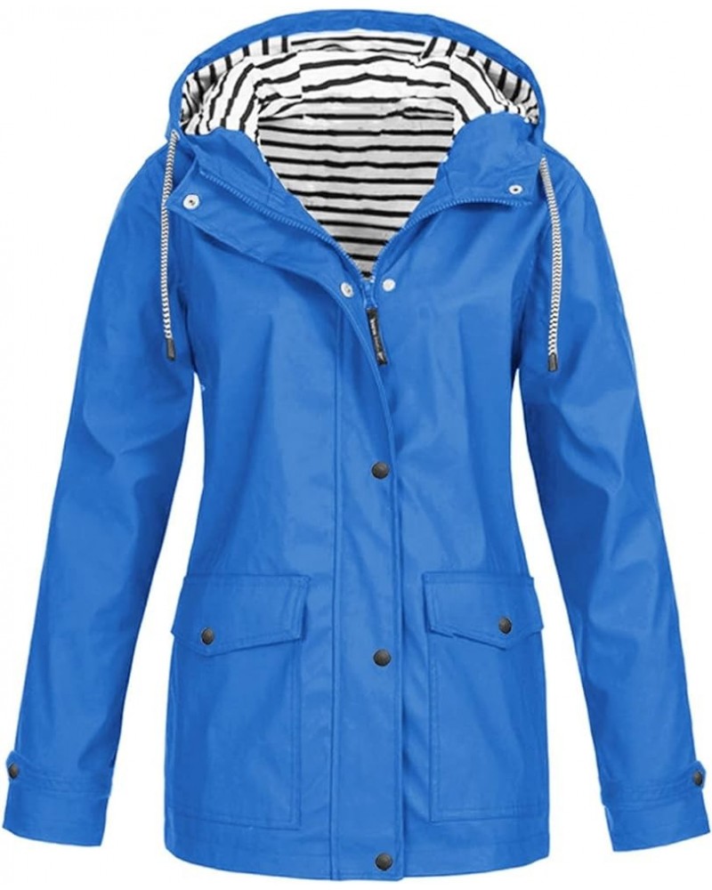 Rain Jacket for Women Waterproof with Hood Raincoat Lightweight Packable Rain Coat Outdoor with Pocket Windbreaker 03 Blue $8...