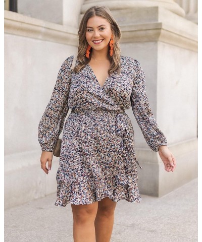 Women's Floral Print Wrap Front Long Sleeve Dress Floral Print $13.20 Dresses