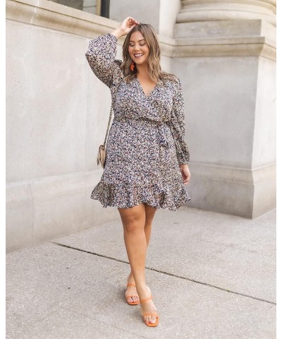 Women's Floral Print Wrap Front Long Sleeve Dress Floral Print $13.20 Dresses