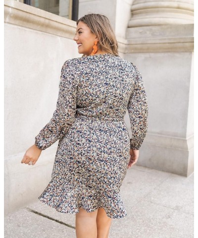 Women's Floral Print Wrap Front Long Sleeve Dress Floral Print $13.20 Dresses