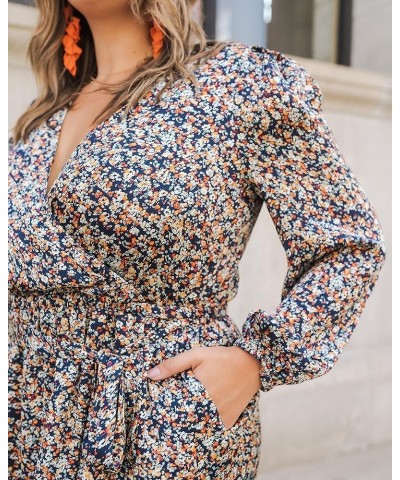 Women's Floral Print Wrap Front Long Sleeve Dress Floral Print $13.20 Dresses