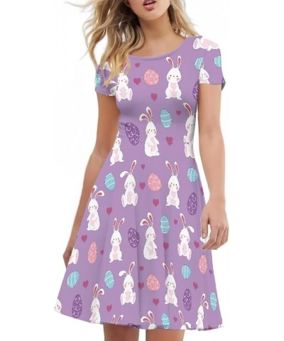 Sunflower Dress for Women Butterfly Floral Dresses A-Line Summer Short Sleeve Sundress Crewneck Plus Midi Dress Easter Bunny ...