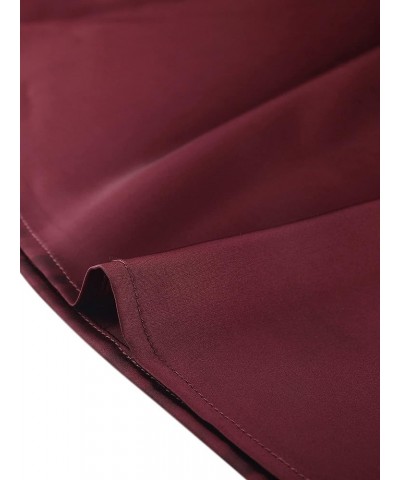 Women's Satin Cap Sleeve Top Pleated Casual Work Office Blouse Burgundy $12.74 Blouses