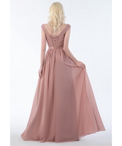 Bridesmaid Dresses Off Shoulder Chiffon - Pleated Formal Evening Dress with Slit Hot Pink $34.64 Dresses