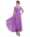 Women Long Floral Lace Chiffon Mother of Bride Dresses A-line Pleated Formal Party Evening Gown Lilac $28.52 Dresses