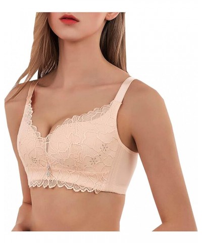 Women's Lingerie Solid Color Lace No Steel Bra Lace Sleep Plus Size Lounge for Sex Naughty Play Beige $10.99 Lingerie