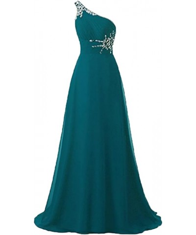 Women's One Shoulder Ombre Long Evening Prom Dress Wedding Party Gowns Teal $38.64 Dresses