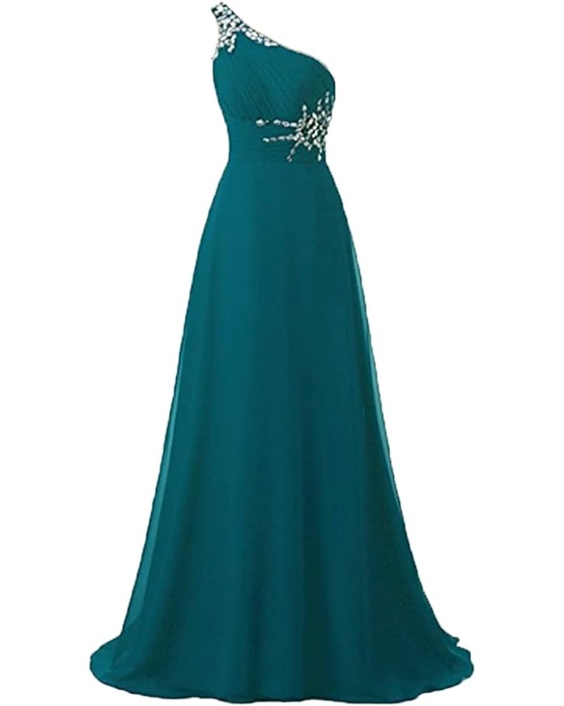 Women's One Shoulder Ombre Long Evening Prom Dress Wedding Party Gowns Teal $38.64 Dresses