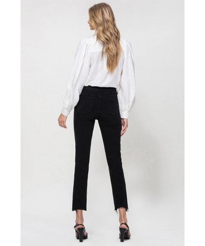 Flying Monkey - Lani Medium- High Rise Clean Cut & Fray Hem Detail Crop Straight Jeans - Y3118BK Black $43.22 Jeans