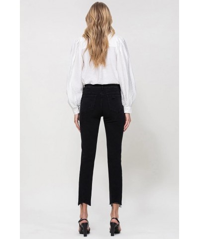 Flying Monkey - Lani Medium- High Rise Clean Cut & Fray Hem Detail Crop Straight Jeans - Y3118BK Black $43.22 Jeans