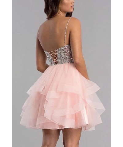 Women's Short Prom Dress Beaded Tulle Spaghetti Strap Cocktail Dresses Homecoming Dress for Teens Dusty Rose $31.71 Dresses