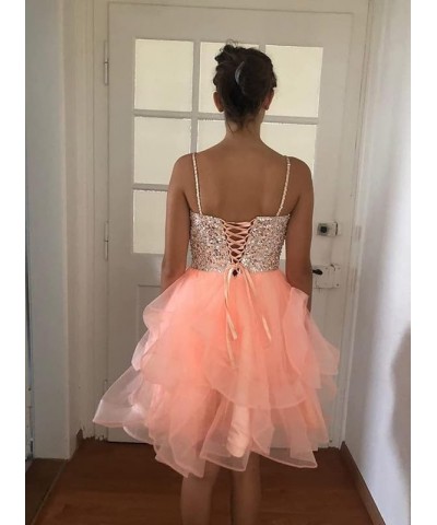 Women's Short Prom Dress Beaded Tulle Spaghetti Strap Cocktail Dresses Homecoming Dress for Teens Dusty Rose $31.71 Dresses