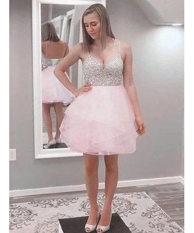 Women's Short Prom Dress Beaded Tulle Spaghetti Strap Cocktail Dresses Homecoming Dress for Teens Dusty Rose $31.71 Dresses