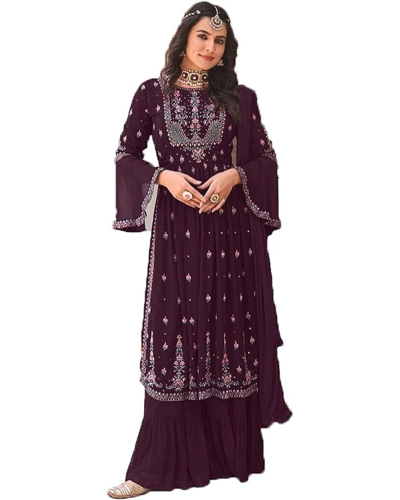 Indian/Pakistani ready to wear party/wedding night plus size salwar kameez suit for women 2527-O Purple $38.54 Dresses