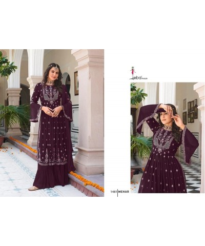 Indian/Pakistani ready to wear party/wedding night plus size salwar kameez suit for women 2527-O Purple $38.54 Dresses