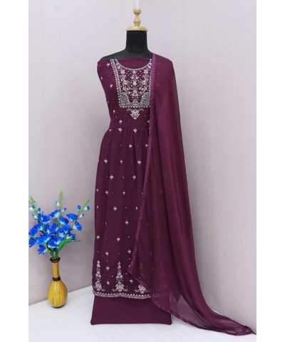 Indian/Pakistani ready to wear party/wedding night plus size salwar kameez suit for women 2527-O Purple $38.54 Dresses