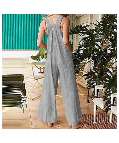 Boho Sleeveless Overalls for Women Casual Lightweight Butterfly Jumpsuit Loose Fit Long Pant Rompers 2-solid Color Overalls G...