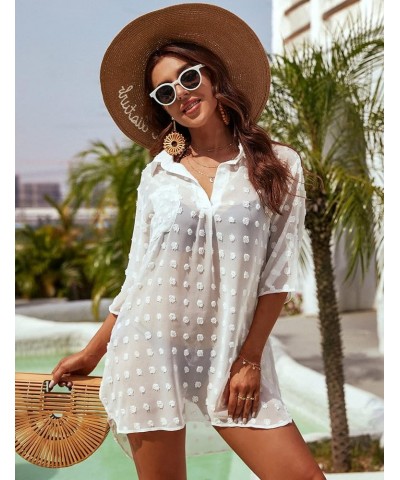 Womens Swimsuit Coverups White Chiffon Bikini Swimwear Beach Cover Up Dress Shirt White-slim $18.89 Swimsuits