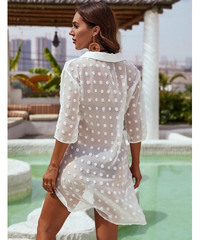 Womens Swimsuit Coverups White Chiffon Bikini Swimwear Beach Cover Up Dress Shirt White-slim $18.89 Swimsuits