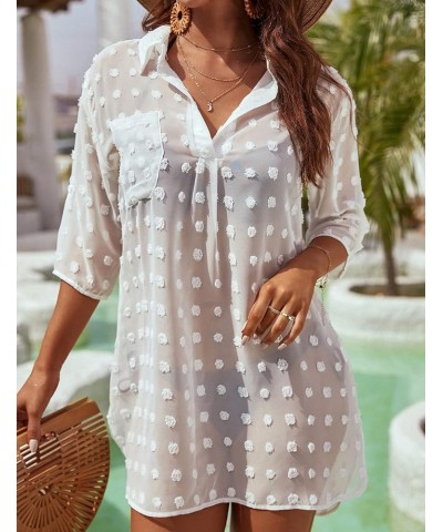 Womens Swimsuit Coverups White Chiffon Bikini Swimwear Beach Cover Up Dress Shirt White-slim $18.89 Swimsuits