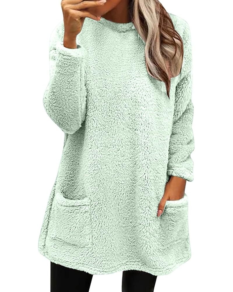 Sweatshirt for Womens Fashion Winter Warm Sweater Pullover Fleece Thickening Plus Size Fall Clothes Casual Loose Tops 04 mint...