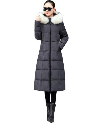 Women's Winter Thicken Down Alternative Long Puffer Coat with Faux Fur Hood Grey 1 $24.71 Jackets