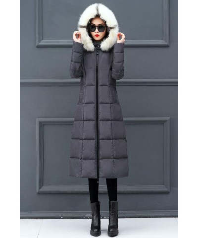 Women's Winter Thicken Down Alternative Long Puffer Coat with Faux Fur Hood Grey 1 $24.71 Jackets