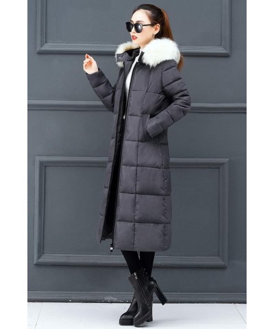 Women's Winter Thicken Down Alternative Long Puffer Coat with Faux Fur Hood Grey 1 $24.71 Jackets