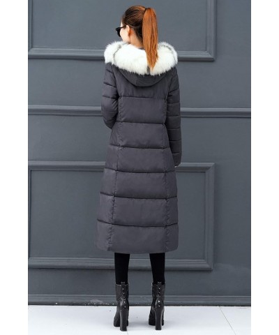 Women's Winter Thicken Down Alternative Long Puffer Coat with Faux Fur Hood Grey 1 $24.71 Jackets