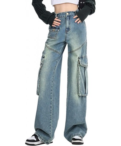 Wide Leg Barrel Jeans for Women,Women's Baggy Jeans Barrel Horseshoe Boyfriend Cropped Raw Hem Denim Pants with Pocket Z63-bl...