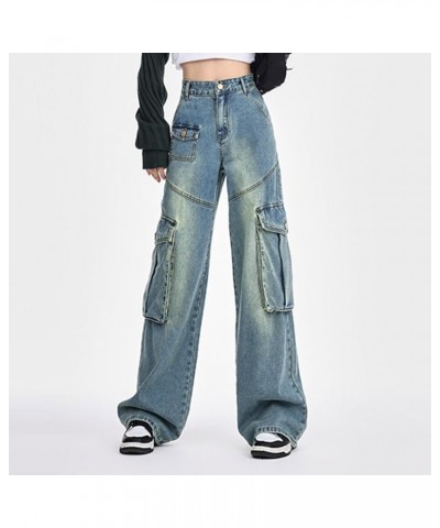 Wide Leg Barrel Jeans for Women,Women's Baggy Jeans Barrel Horseshoe Boyfriend Cropped Raw Hem Denim Pants with Pocket Z63-bl...