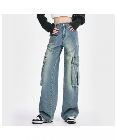 Wide Leg Barrel Jeans for Women,Women's Baggy Jeans Barrel Horseshoe Boyfriend Cropped Raw Hem Denim Pants with Pocket Z63-bl...