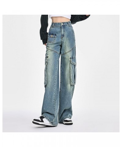 Wide Leg Barrel Jeans for Women,Women's Baggy Jeans Barrel Horseshoe Boyfriend Cropped Raw Hem Denim Pants with Pocket Z63-bl...