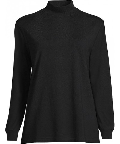 Women's Plus Size Long Sleeve Super T Mock Black $14.74 T-Shirts