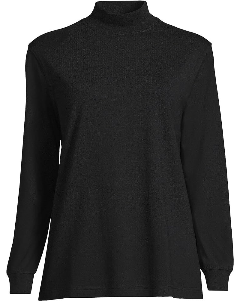 Women's Plus Size Long Sleeve Super T Mock Black $14.74 T-Shirts