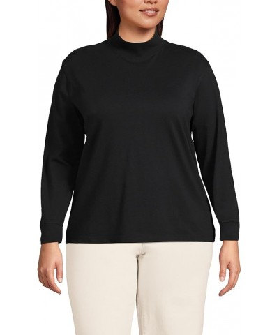 Women's Plus Size Long Sleeve Super T Mock Black $14.74 T-Shirts