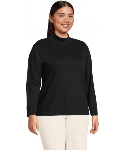 Women's Plus Size Long Sleeve Super T Mock Black $14.74 T-Shirts