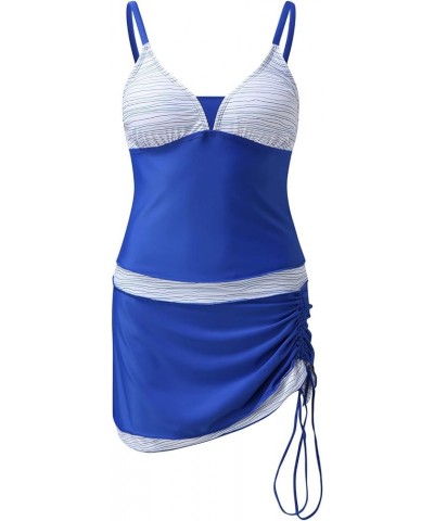 Blue Bathing Suits for Women Color Swimwear Two with Skirt Sexy Block Bathing for Women Pieces Tankini Swimsuits Suit Baodanf...