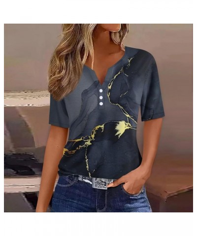 Summer Tops for Women 2024 Short Sleeve Button V Neck Tshirts Trendy Dressy Casual Blouses Loose Fit Graphic Tunics C Black $...