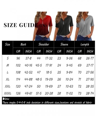 Summer Tops for Women 2024 Short Sleeve Button V Neck Tshirts Trendy Dressy Casual Blouses Loose Fit Graphic Tunics C Black $...