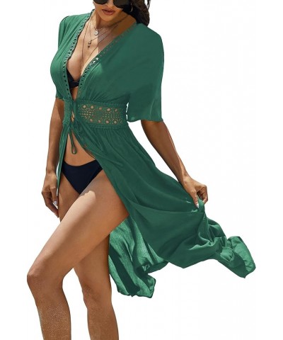 Women's Swimwear Cover Ups Sexy Open Front Beach Bikini Swimsuit Kimono Cardigan Cover Up Long Flowy Beachwear B Green $18.54...