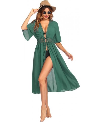 Women's Swimwear Cover Ups Sexy Open Front Beach Bikini Swimsuit Kimono Cardigan Cover Up Long Flowy Beachwear B Green $18.54...