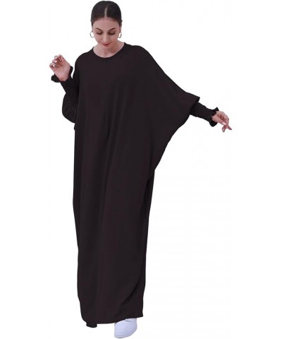 Muslim Prayer Abaya Islamic Women's Khimar Pure Color Hijab Dress Long Sleeve Dubai Kaftan Brown $17.22 Dresses