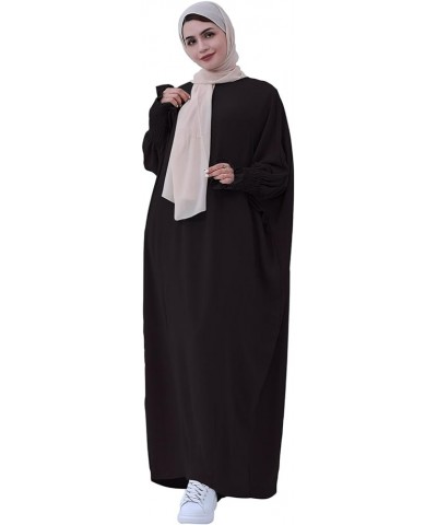 Muslim Prayer Abaya Islamic Women's Khimar Pure Color Hijab Dress Long Sleeve Dubai Kaftan Brown $17.22 Dresses