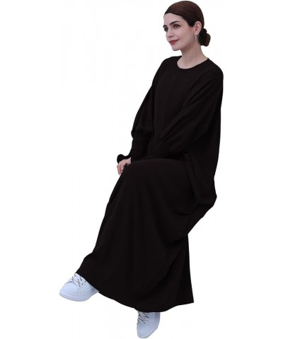 Muslim Prayer Abaya Islamic Women's Khimar Pure Color Hijab Dress Long Sleeve Dubai Kaftan Brown $17.22 Dresses