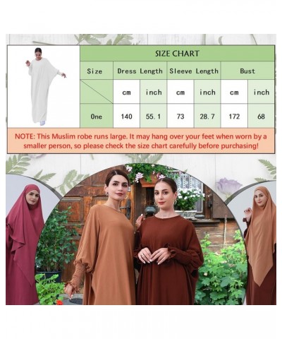 Muslim Prayer Abaya Islamic Women's Khimar Pure Color Hijab Dress Long Sleeve Dubai Kaftan Brown $17.22 Dresses